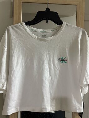 Calvin Klein White Tee with Black Tag Detail